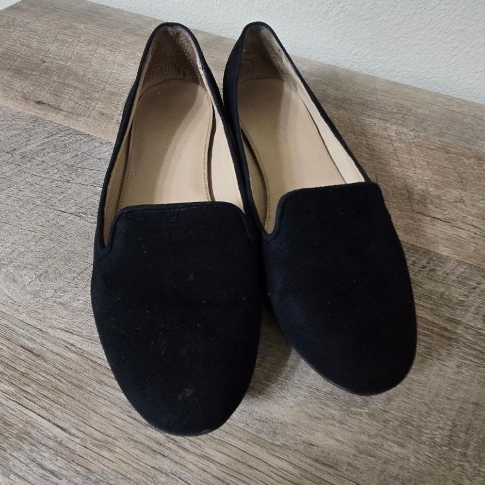 J.Crew Womens Darby Loafers Black Suede Leather Smoking Flats Size 5.5